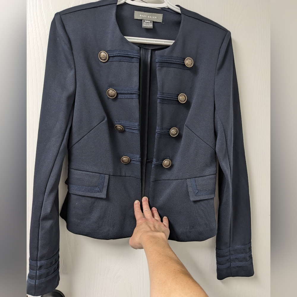 Suzy Shier Dark Blue Military Style Blazer